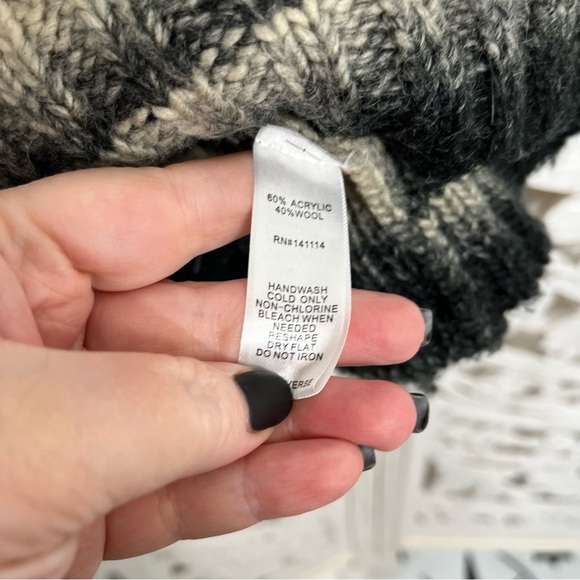 Zaria Black & Cream Open Stitch Striped Pop Over Sweater - Picture 4 of 5